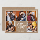 Modern Brush Script 5 Foto Kraft Save The Date (Vorne/Hinten)
