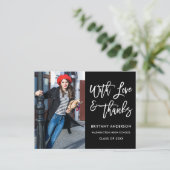 Modern Brush Script Abschluss Liebe Dank Postkarte (Stehend Vorderseite)