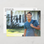 Modern Brush Script Abschluss Vielen Dank Blake Postkarte (Vorne/Hinten)