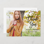Modern Brush Script Abschluss Vielen Dank Blake Postkarte (Vorne/Hinten)