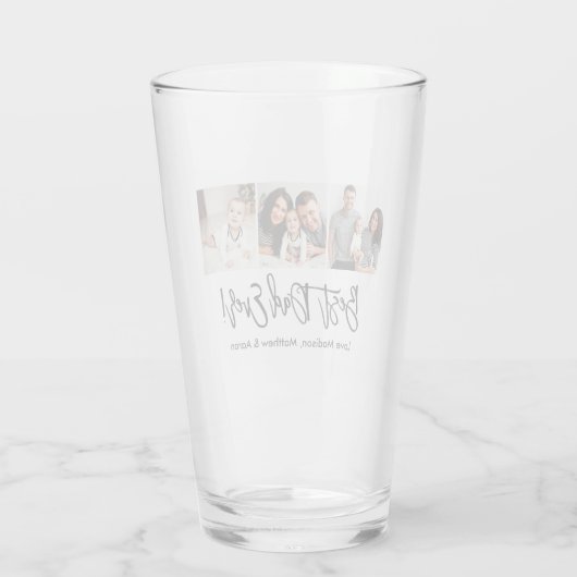 Modern Brush Script Best Vater Ever 3 Foto  Glas (Rückseite)