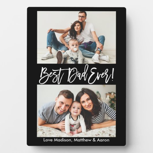 Modern Brush Script Bester Vater 2 Fotos Fotoplatte (Vorderseite)