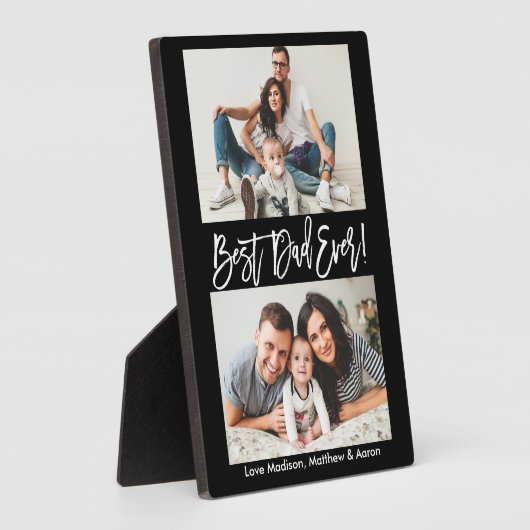 Modern Brush Script Bester Vater 2 Fotos Fotoplatte (Seite)