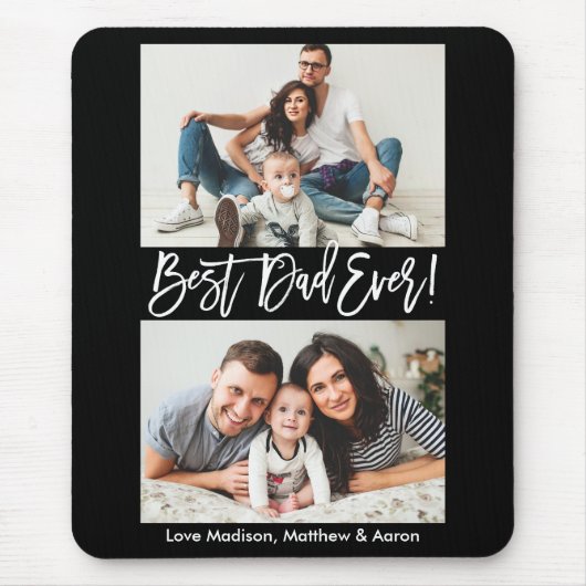Modern Brush Script Bester Vater 2 Fotos Mousepad (Vorne)
