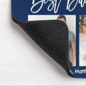 Modern Brush Script Bester Vater für 3 Fotos Blau Mousepad (Ecke)