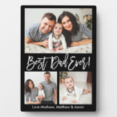 Modern Brush Script Bester Vater für 3 Fotos Fotoplatte (Vorderseite)