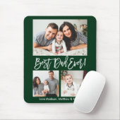 Modern Brush Script Bester Vater für 3 Fotos Grün Mousepad (Mit Mouse)