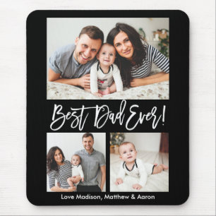 Modern Brush Script Bester Vater für 3 Fotos Mousepad