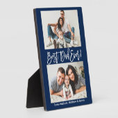 Modern Brush Script Bester Vater je 2 Foto Blau Fotoplatte (Seite)