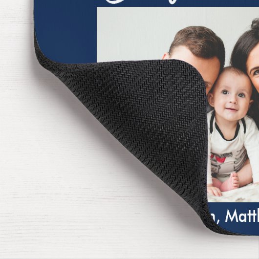 Modern Brush Script Bester Vater je 2 Foto Blau Mousepad (Ecke)