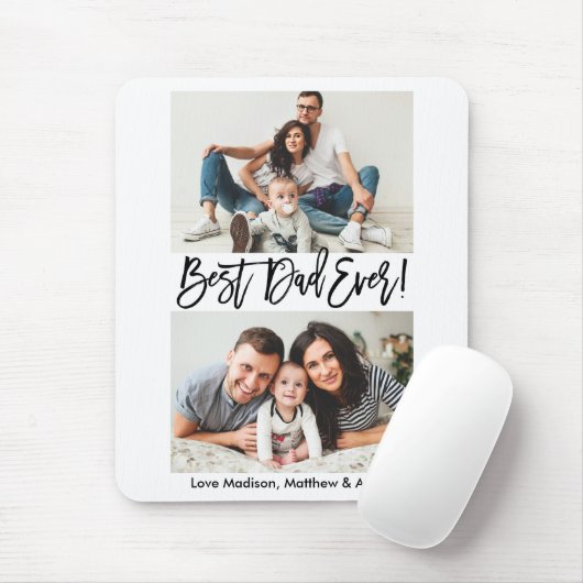 Modern Brush Script Bester Vater je 2 Foto Mousepad (Mit Mouse)