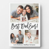 Modern Brush Script Bester Vater je 3 Foto Fotoplatte (Vorderseite)