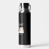 Modern Brush Script Bester Vater je 3 Foto Trinkflasche (Rückseite)