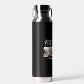 Modern Brush Script Bester Vater je 3 Foto Trinkflasche (Vorne)