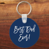 Modern Brush Script Bester Vater je Blau Schlüsselanhänger (Vorderseite)