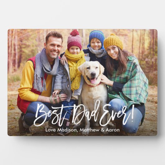 Modern Brush Script Bester Vater je Foto Fotoplatte (Vorderseite)