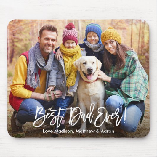 Modern Brush Script Bester Vater je Foto Mousepad (Vorne)