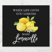 Modern Brush Script Black Limoncellon Lemons Alkoholflaschenetikett (Einzelnes Label)