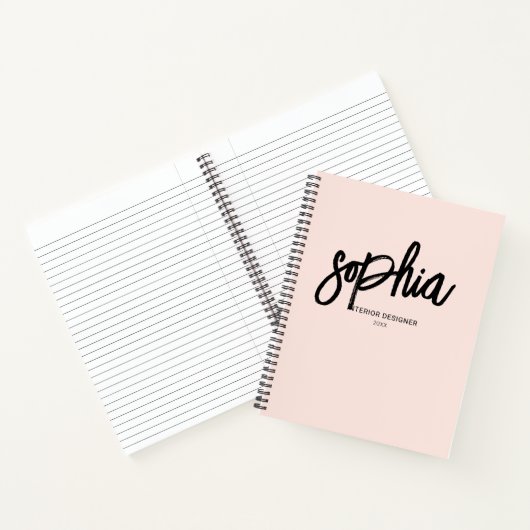 Modern Brush Script Blush Pink Notebook Notizblock (Innenseite)