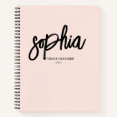 Modern Brush Script Blush Pink Notebook Notizblock (Vorderseite)