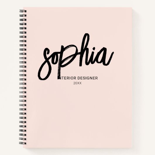 Modern Brush Script Blush Pink Notebook Notizblock (Vorderseite)