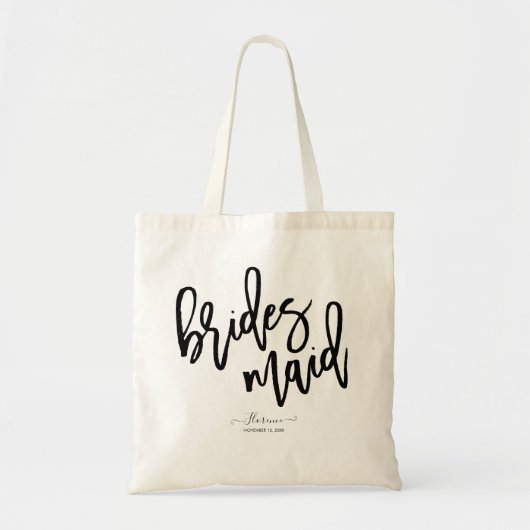 Modern Brush Script Bridesmaid Geschenk Tragetasche (Vorne)