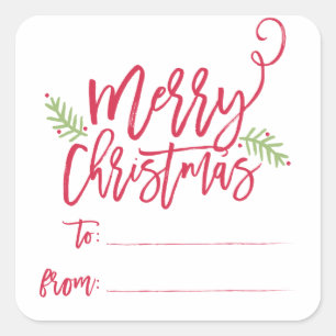 Modern Brush Script Bright Weihnachtsgeschenke Sti Quadratischer Aufkleber