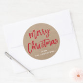 Modern Brush Script Christmas Kraft-Geschenkstift Runder Aufkleber (Umschlag)