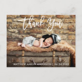 Modern Brush Script Danke Neue Baby Postcard W Postkarte (Vorderseite)