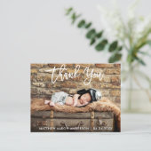 Modern Brush Script Danke Neue Baby Postcard W Postkarte (Stehend Vorderseite)