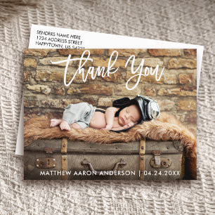 Modern Brush Script Danke Neue Baby Postcard W Postkarte