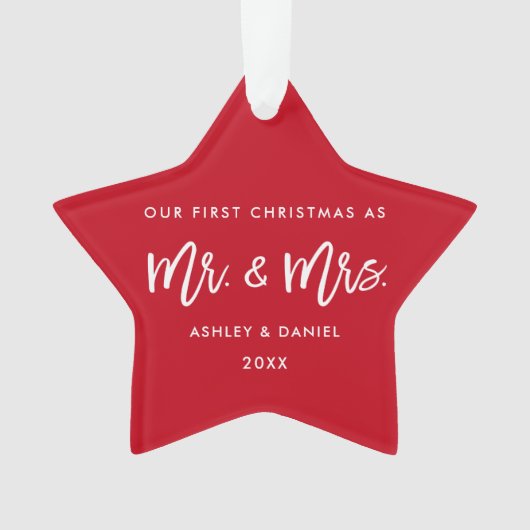 Modern Brush Script Erste Weihnacht Mr. Star Ornament (Vorderseite)