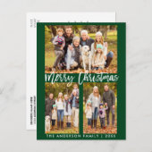Modern Brush Script Family 3 Foto Frohe Weihnachte Postkarte (Vorne/Hinten)