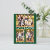 Modern Brush Script Family 3 Foto Frohe Weihnachte Postkarte (Stehend Vorderseite)