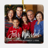 Modern Brush Script Feliz Navidad Foto Keramikornament (Vorderseite)