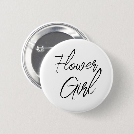 Modern Brush Script Flower Girl Brautparty Button (Vorne & Hinten)