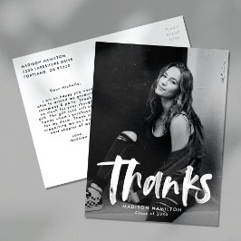Modern Brush Script Foto Abschluss Vielen Dank Postkarte