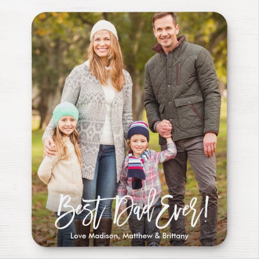 Modern Brush Script Foto Bester Vater je Mousepad (Vorne)