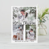Modern Brush Script Foto Frohe Weihnachten (Stehend Vorderseite)