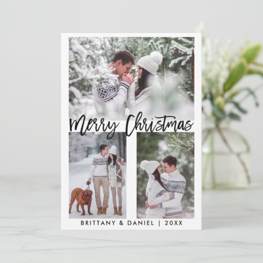 Modern Brush Script Foto Frohe Weihnachten (Stehend Vorderseite)