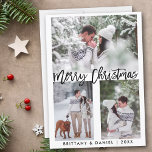 Modern Brush Script Foto Frohe Weihnachten<br><div class="desc">Modern Brush Script Frohe Weihnachts Couple Foto Card</div>