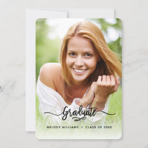 Modern Brush Script Foto Grad Einladung