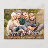 Modern Brush Script Foto Happy Thanksgiving Postkarte (Vorderseite)