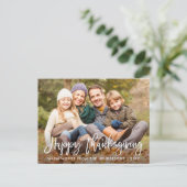 Modern Brush Script Foto Happy Thanksgiving Postkarte (Stehend Vorderseite)