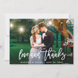 Modern Brush Script Foto Liebe Dank Hochzeit Dankeskarte