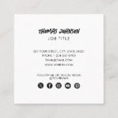 Modern Brush Script Foto QR Code Social Media Quadratische Visitenkarte (Rückseite)