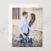 Modern Brush Script Foto Save the Date Karte (Vorne/Hinten)