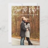 Modern Brush Script Foto Save the Date Kraft Card Einladung (Vorderseite)