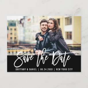 Modern Brush Script Foto Trendy Save the Date Postkarte