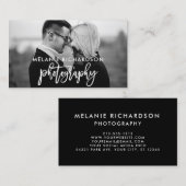 Modern Brush Script Fotografie BW Foto Visitenkarte (Vorne/Hinten)